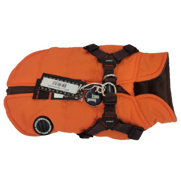 Puppia Dog Puppia Small Winter Dog Coat Orange Zipper Cold Weather